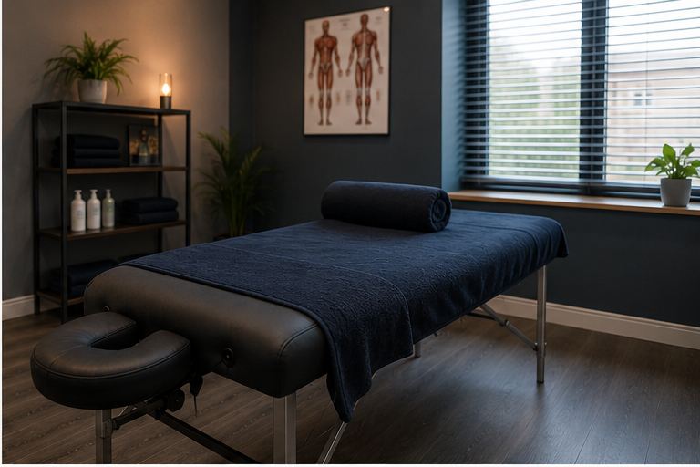 Calm, private sports massage treatment room in Newcastle